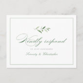 Classic Elegance Script Greenery bruiloft RSVP Uitnodiging Briefkaart (Voorkant)