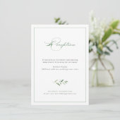 Classic Elegance Script Greenery Wedding Reception Informatiekaartje (Staand voorkant)