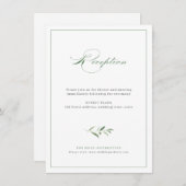 Classic Elegance Script Greenery Wedding Reception Informatiekaartje (Voorkant / Achterkant)