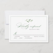 Classic Elegance Script Mariage vert RSVP (Devant)
