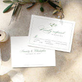 Classic Elegance Script Mariage vert RSVP