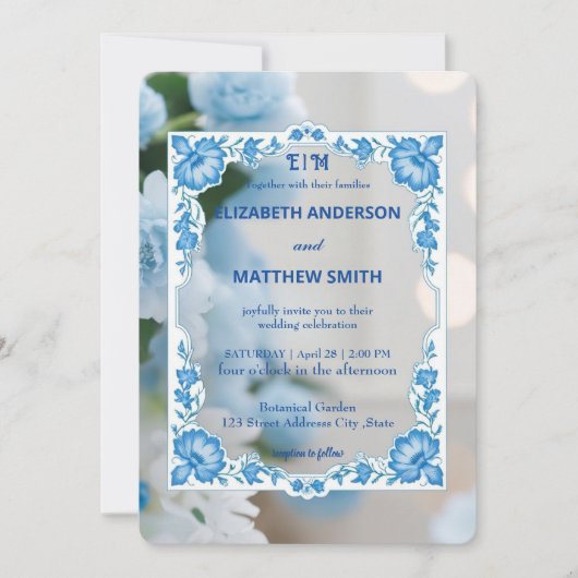 Classic Elegance Script monogram bloem bruiloft Kaart (Voorkant)