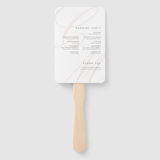 Classic Elegance Script Monogram Weddenschap Progr Handwaaier (Achterkant)