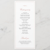 Classic Elegance Script Monogram Weddenschap Progr Menu (Achterkant)