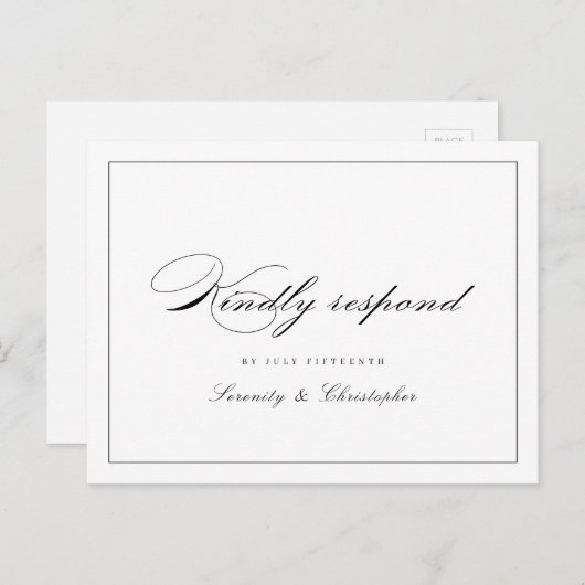 Classic Elegance Script Simple bruiloft RSVP Uitnodiging Briefkaart (Voorkant / Achterkant)