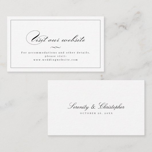 Classic Elegance Script Website Kaart invoegen Plaatskaartje (Voorkant / Achterkant)