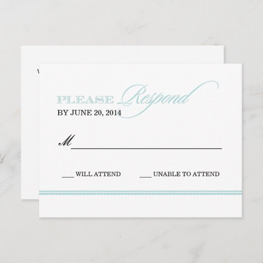 Classic Elegance Wedding Reply Briefkaart (Voorkant / Achterkant)