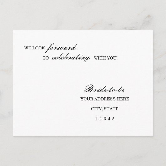 Classic Elegance Wedding Reply Briefkaart (Achterkant)