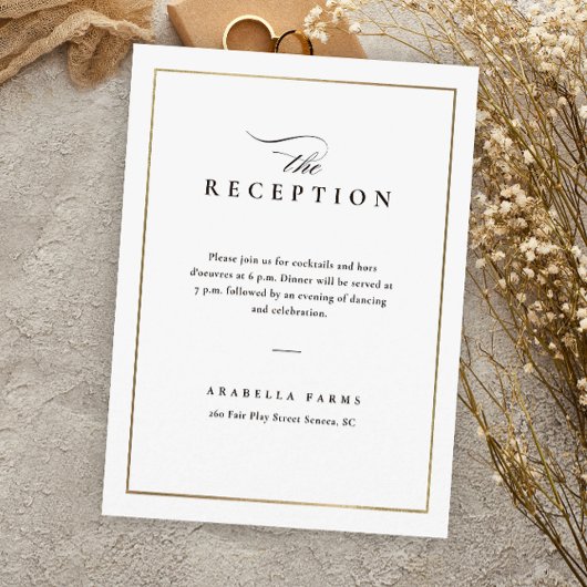 Classic Elegant Black and White Wedding Reception Informatiekaartje