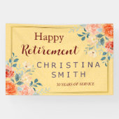 Classic Elegant Bloemen Waterverf Pensioen Partij Spandoek (Horizontaal)