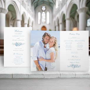 Classic Elegant Blue and White Floral Programme