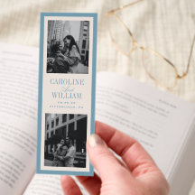 Classic Elegant Blue Two Photo Wedding