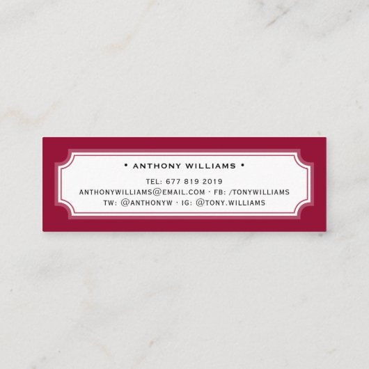 Classic élégant bordure rouge carte de nom de grad (Dos)