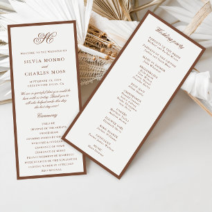 Classic Elegant Brown & Ecru Wedding Programme