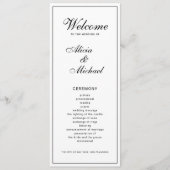 Classic elegant calligraphy black white wedding programma (Voorkant)