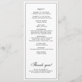 Classic elegant calligraphy black white wedding programma (Achterkant)