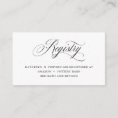Classic Elegant Calligraphy Cadeau Registry Kaarte Informatiekaartje (Voorkant)