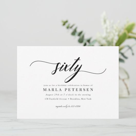 Classic Elegant Calligraphy Script 60th Birthday Kaart (Staand voorkant)