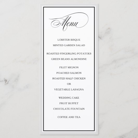 Classic Elegant Calligraphy Script Menu Mariage (Devant)