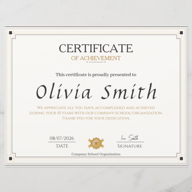 Classic Elegant Certificate of Achievement Design (Voorkant)