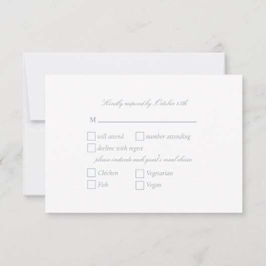Classic Elegant Dusty Blue Script RSVP (Dos)