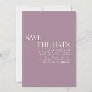 Classic Elegant Dusty Paars Wedding Couple Foto Save The Date