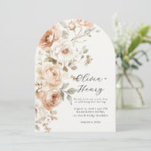 Classic Elegant Floral Arch Wedding Invitation Kaart (Staand voorkant)
