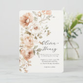 Classic Elegant Floral Rounded Wedding Invitation (Debout devant)