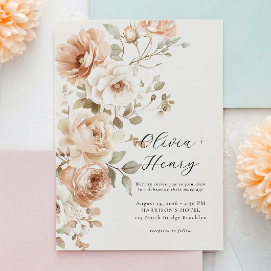 Classic Elegant Floral Wedding Invitation