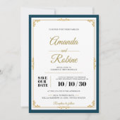 Classic Elegant Gold Frame Faire-part de mariage (Devant)