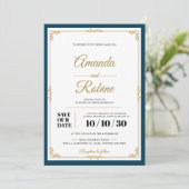 Classic Elegant Gold Frame Faire-part de mariage (Debout devant)