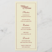 Classic Elegant Ivory Script Monogram Wedding Menu (Voorkant)