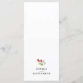 Classic Elegant Jardin Floral Fleur Menu Mariage (Dos)