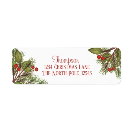 Classic Elegant kerstGreenery Mailing Etiket (Voorkant)