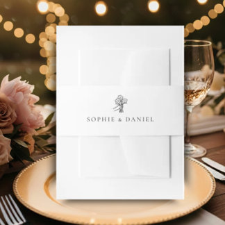 Classic Elegant Minimalist Hand Drawn Line Uitnodigingen Wikkel