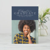 Classic Elegant Navy 2025 foto afstuderen Aankondiging (Staand voorkant)