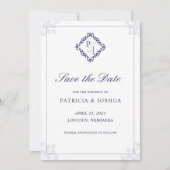 Classic Elegant Navy Blue Save the Date Kaart (Voorkant)