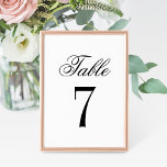 Classic Elegant Noir Blanc Mariage Numéro de table<br><div class="desc">Les cartes de numéro de table mariage intemporelles ont un look simple et élégant avec "Table" dans le script et le texte de numéro personnalisé qui peut être customisé dans une police de bloc classique. Design noir et blanc recto-verso.</div>