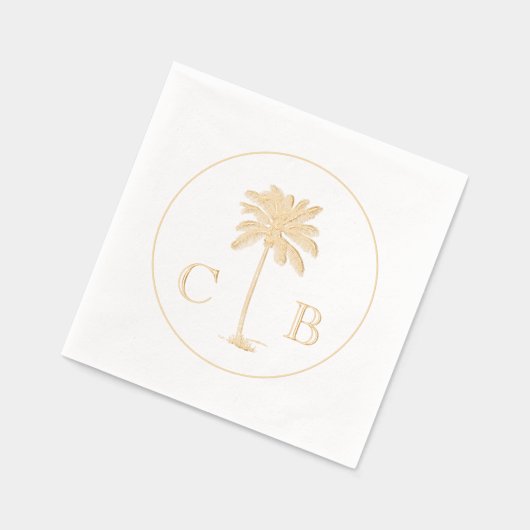 Classic Élégant Palmiers Tropicaux Monogrammes Mar (Gauche)