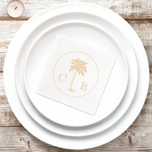 Classic Élégant Palmiers Tropicaux Monogrammes Mar (Insitu)