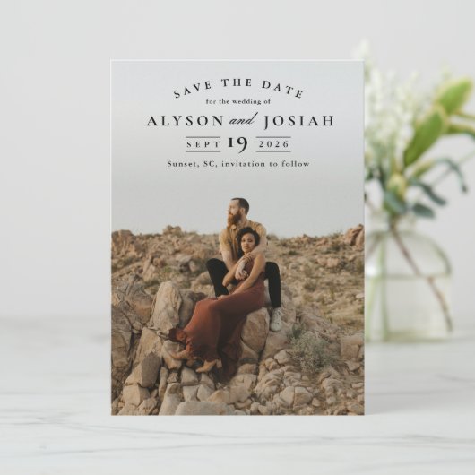 Classic Elegant Photo Wedding Save The Date (Staand voorkant)