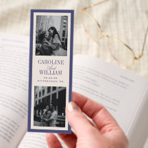 Classic Elegant Purple Two Photo Wedding Bookmark