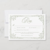 Classic Elegant Sage Green Floral Frame Wedding QR RSVP Kaartje (Voorkant)