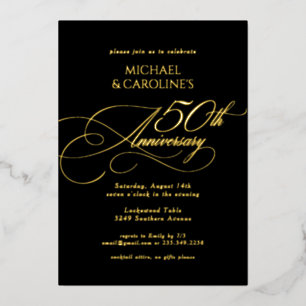 Classic Elegant Script 50th Wedding Jubileum Folie Uitnodiging