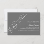 Classic Elegant Script Baby shower Grey Invitation Kaart (Voorkant)