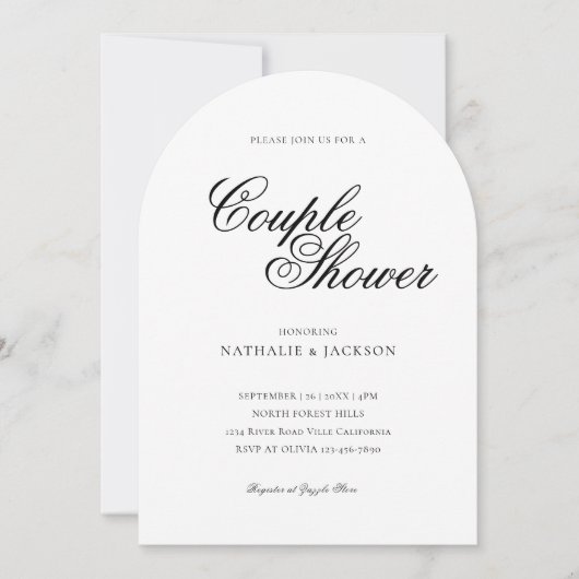 Classic Elegant Script Couple Shower Invitation Kaart (Voorkant)