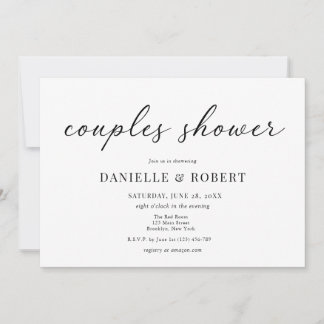 Classic Elegant Script Couples Bridal Shower Kaart