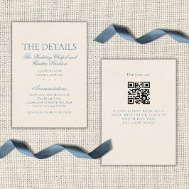 Classic Elegant Script Dusty Blue Informatiekaartje