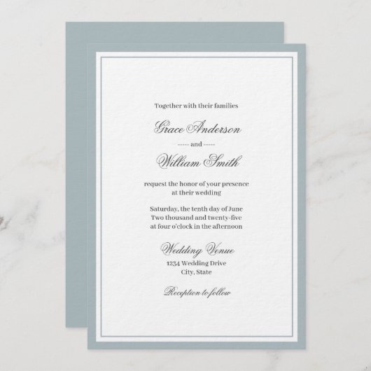 Classic Elegant Script Families Faire-part de mari (Devant / Derrière)