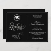 Classic Elegant Script Geen foto-Afstuderen Aankondiging (Voorkant / Achterkant)